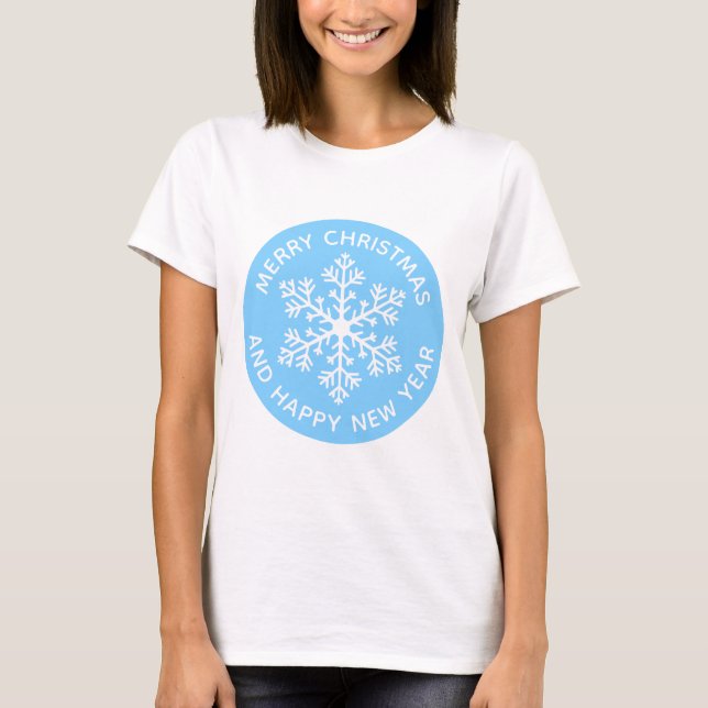 Camiseta festiva de copo de nieve azul (Anverso)