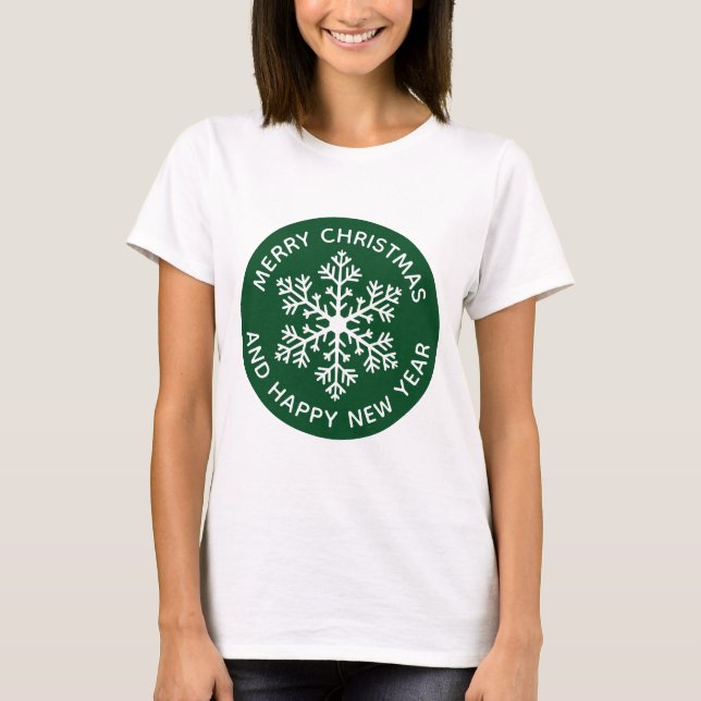 Camiseta festiva de copo de nieve verde (Anverso)