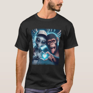 Camiseta Festival de Amor Bigfoot Sasquatch Alien Corazón M
