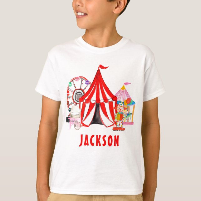 Camiseta Festival de circo de carnaval moderno con nombre d (Anverso)