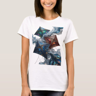 Camiseta Festival de Cometas de Plata Artístico en Texto 3D