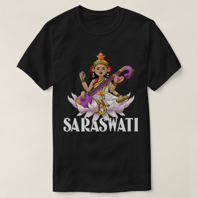 Camiseta Festival de Diwali de la diosa hindú de Saraswati (Diseño del anverso)