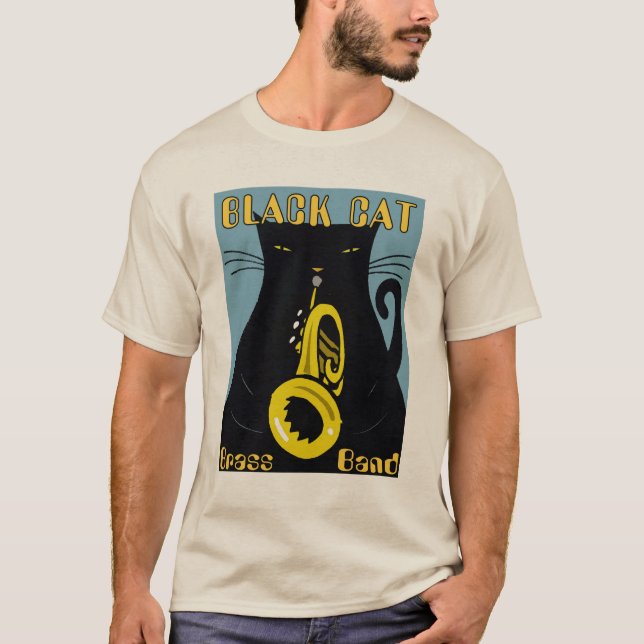 Camiseta Festival de Jazz, gatos negros, banda de latón (Anverso)