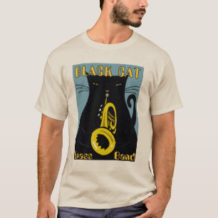 Camiseta Festival de jazz, gatos negros, banda de metales