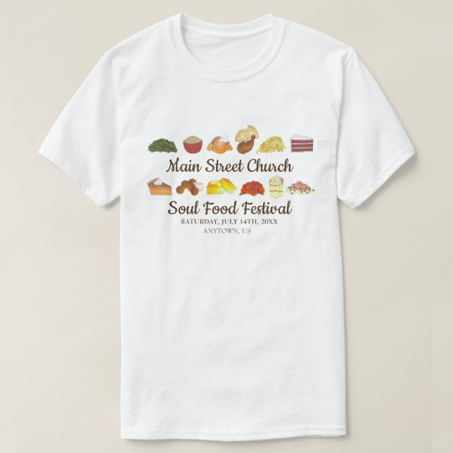 Camiseta Festival de la Comida de Soul Evento Cocina del Su (Diseño del anverso)