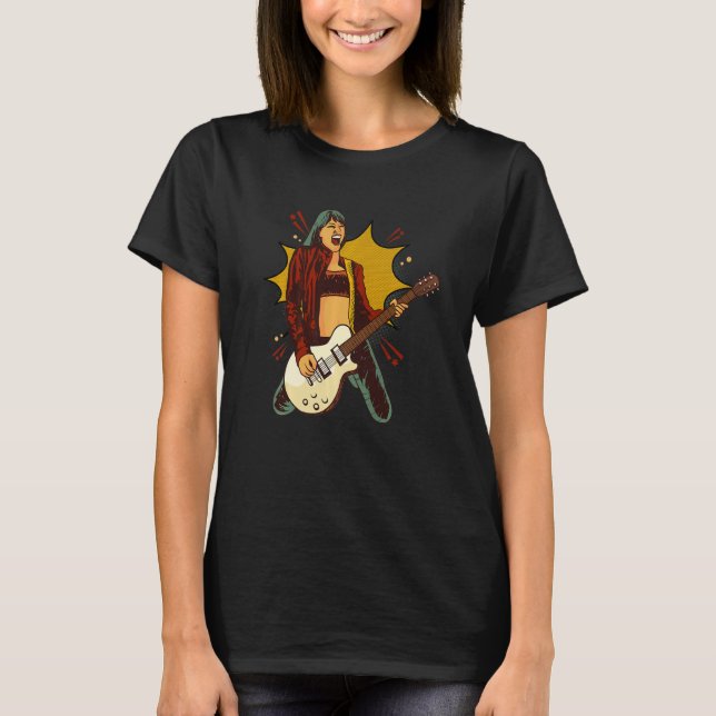 Camiseta Festival de Música Rock Chick Guitarra Femenina (Anverso)