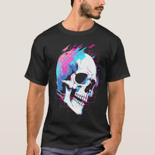 Camiseta Festival de Vaporwave Glitch Skull Ciberpunk Ropa 