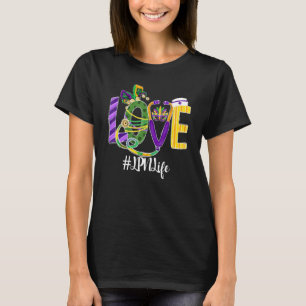 Camiseta Festival Love Lpn Life Nurse Leopard Mardi Gras Co