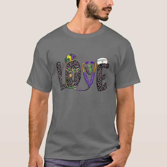 Camiseta Festival Love Oncology Nurse Leopard Mardi Gras Co (Anverso)