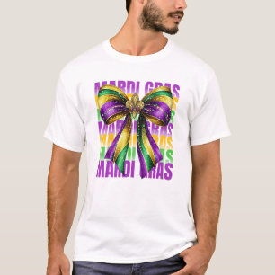 Camiseta Festival Mardi Gras Coquette Bow Louisiana Carniva
