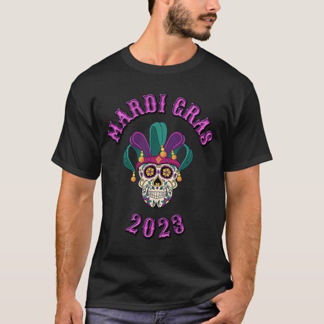 CAMISETA FESTIVAL MARDI GRAS SKULL MASK NEW ORLEANS 2023 (Anverso)