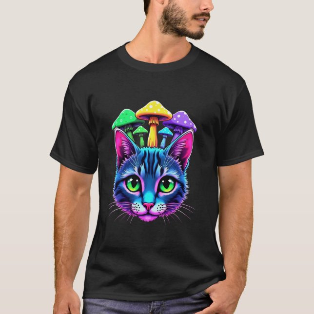 Camiseta Festival Psicodélico de Hongos para Gatos Trippy d (Anverso)