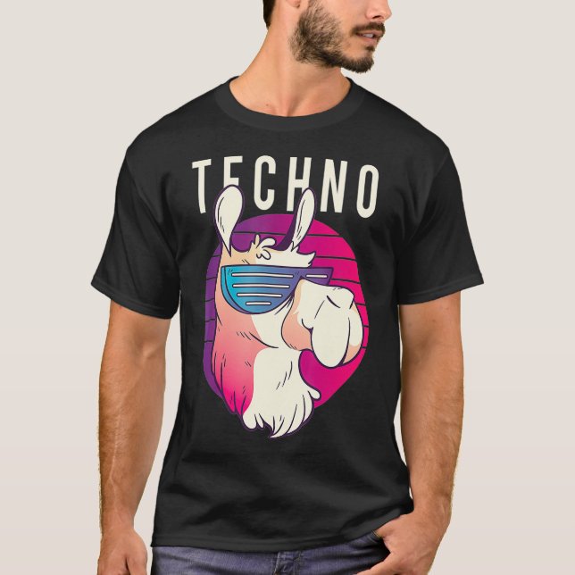 Camiseta Festival Techno Llama DJ Raver Rave Fiesta EDM (Anverso)
