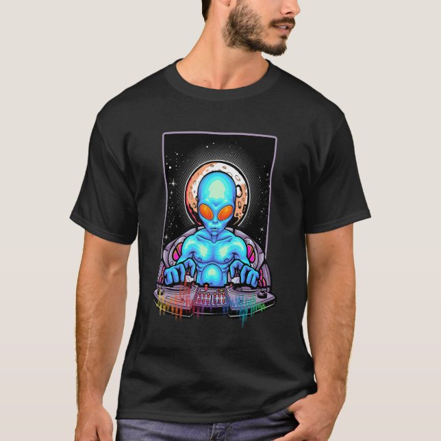 Camiseta Festival Techno Music Psychedelic Alien House DJ (Anverso)