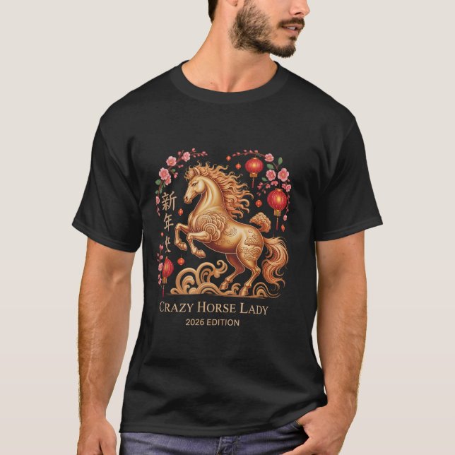 Camiseta Festive 2026 New Year Crazy Horse Lady Fortune Cow (Anverso)
