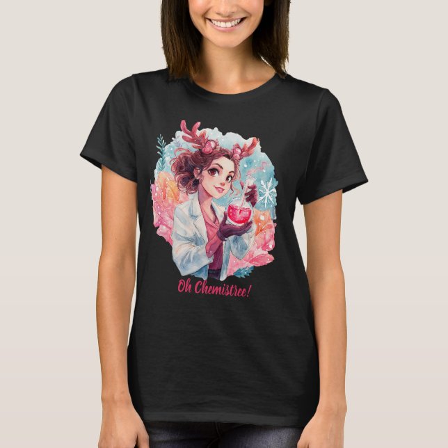 Camiseta Festive Chemist Girl Watercolor Science Art (Anverso)