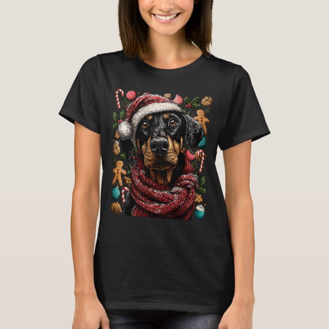 Camiseta Festive Doberman With Santa Hat Snowy Winter Chris (Anverso)