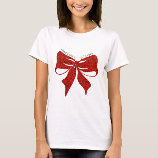 Camiseta Festive Gift Bow Christmas T-Shirt -- Red Bow 