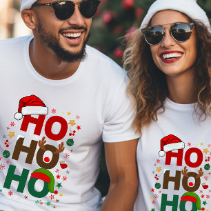 Camiseta Festive “Ho Ho Ho” Christmas – Joyful Holiday