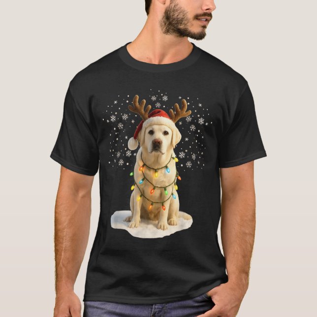 Camiseta Festive Labrador Christmas Lights Holiday Pet Humo (Anverso)