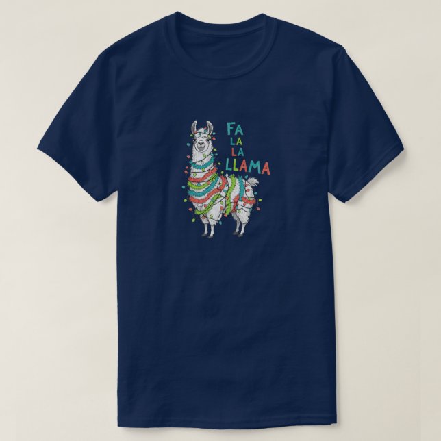 Camiseta Festive Llama with Christmas Lights (Diseño del anverso)