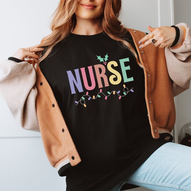 Camiseta Festive Nurse Lights Christmas Cute  T Shirt (Subido por el creador)
