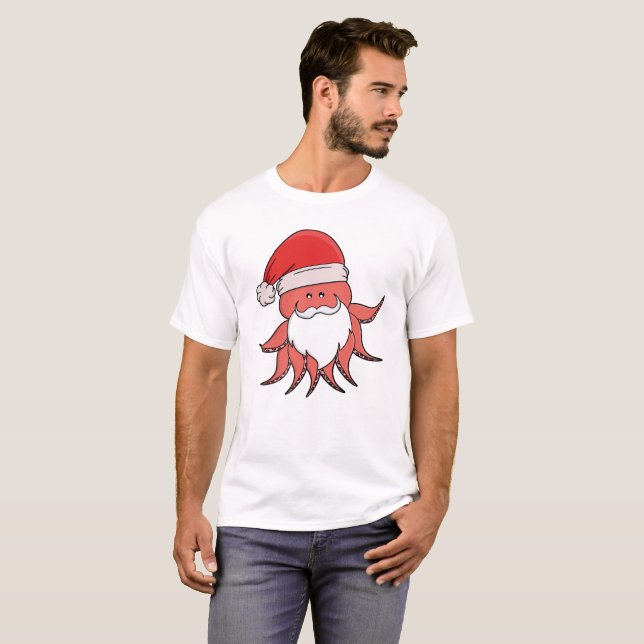 Camiseta Festive Octopus Santa Design (Anverso completo)