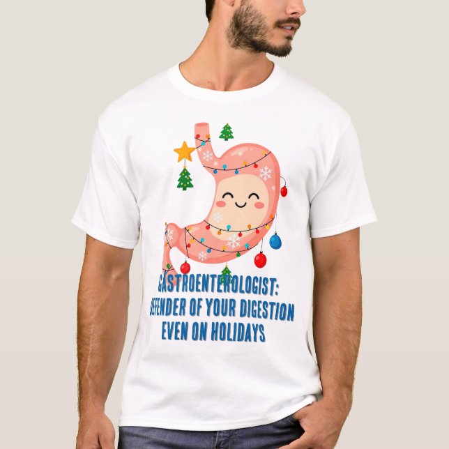 Camiseta Festive Stomach Cartoon for Holiday Gastro Heroes (Anverso)
