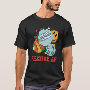 Camiseta Festividad AF Merry Y Navidades Brillantes Ball Me