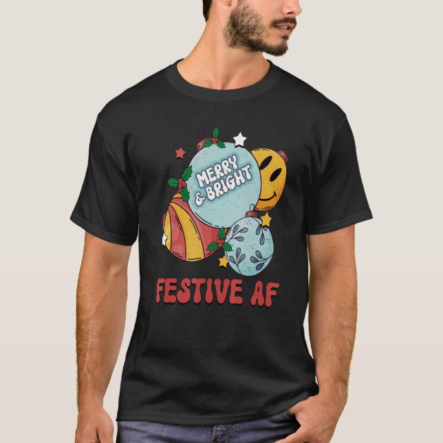 Camiseta Festividad AF Merry Y Navidades Brillantes Ball Me (Anverso)