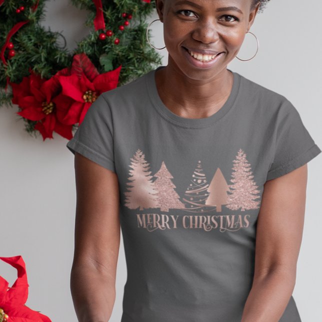 Camiseta Festividad de árbol de navidad con dorado Rosa (Subido por el creador)