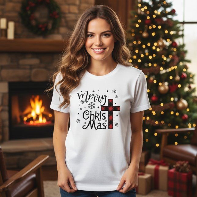Camiseta Festividad de Feliz Cristo Mas Navidades cristiano (Merry Christ Mas Christian Christmas Holiday T-Shirt)