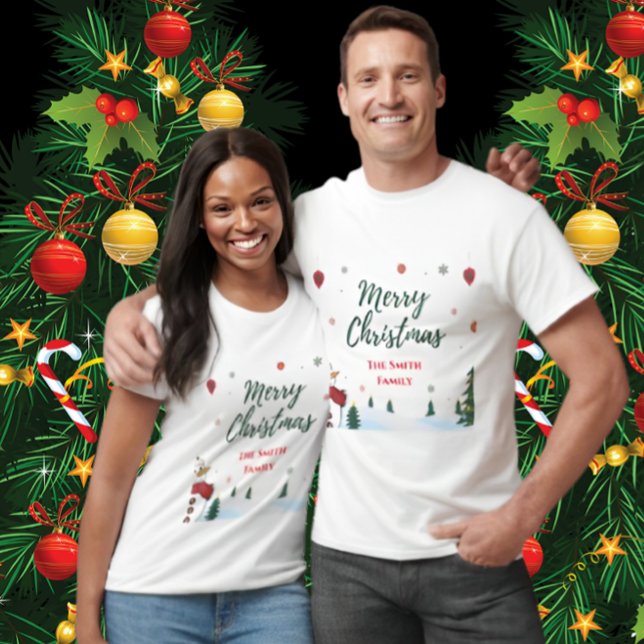 Camiseta Festividad de la familia de Snowman, personalizado (Subido por el creador)