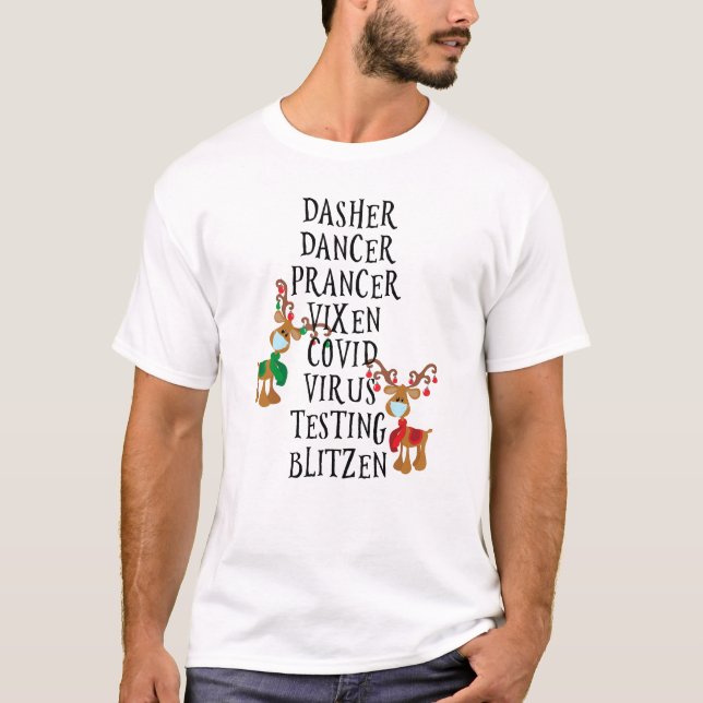 Camiseta Festividad de los Navidades de nombres de renos en (Anverso)