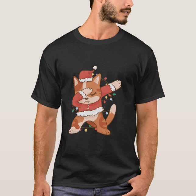Camiseta Festividad de los Navidades del gato Dab alumbra d (Anverso)