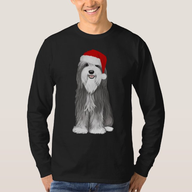 Camiseta Festividad de los Navidades del perro Collie Santa (Anverso)