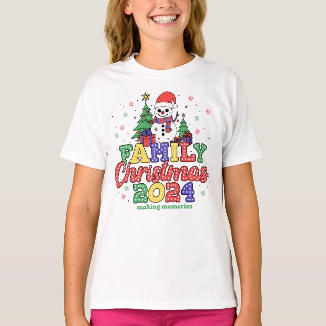 Camiseta Festividad de Navidades de la familia Snowman (Anverso)