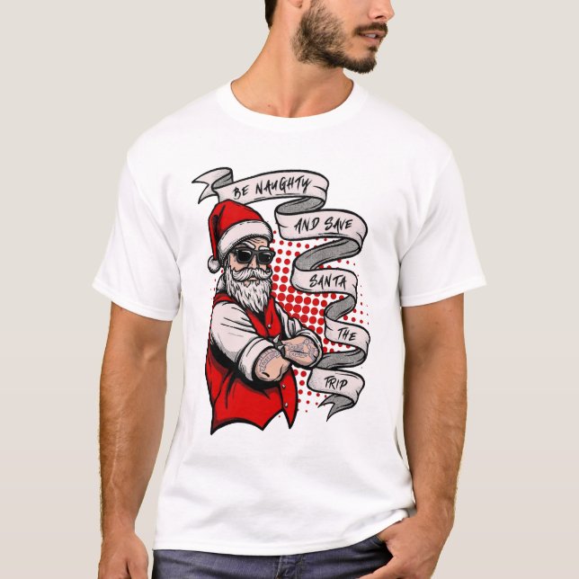 Camiseta Festividad de Navidades divertidos ser traviesos S (Anverso)