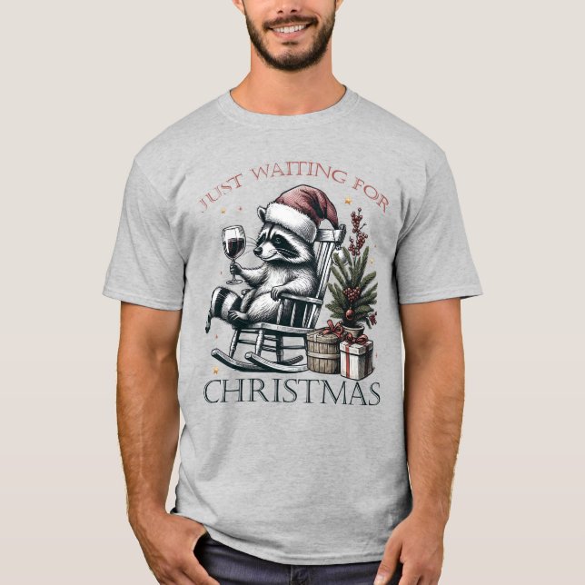 Camiseta Festividad de Raccoon Santa Hat Drinking Wine Wine (Anverso)