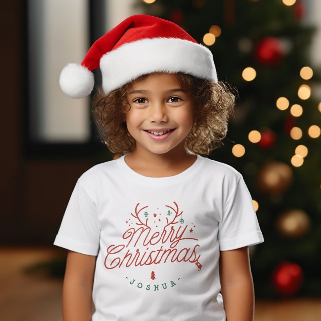 Camiseta Festividad de reno por nombre de familia navideña (Merry Christmas Family Name Reindeer Holiday T-Shirt)