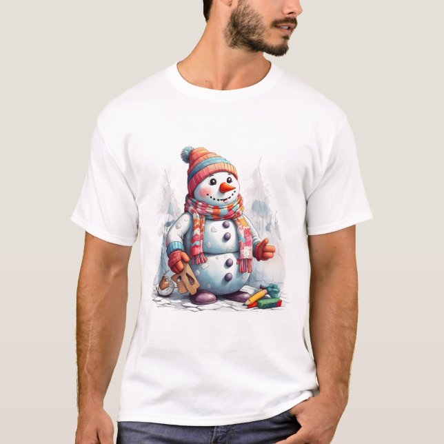 Camiseta Festividad de Snowman Chuckle Shirt (Anverso)