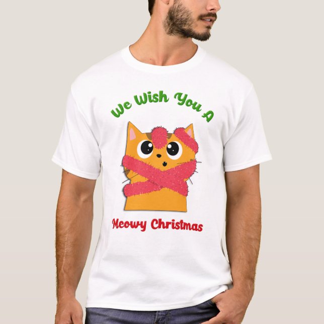 Camiseta Festividad del gato de los Mascotas de Merry Meowy (Anverso)