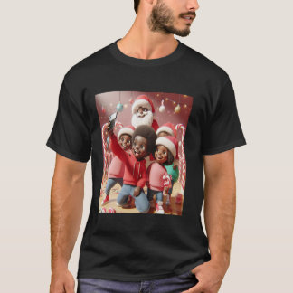 Camiseta Festividad del grupo de Papá Noel Africano-America
