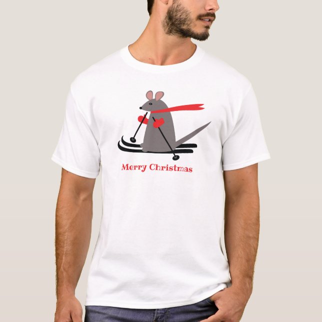 Camiseta Festividad del ratón de esquí navideño (Anverso)