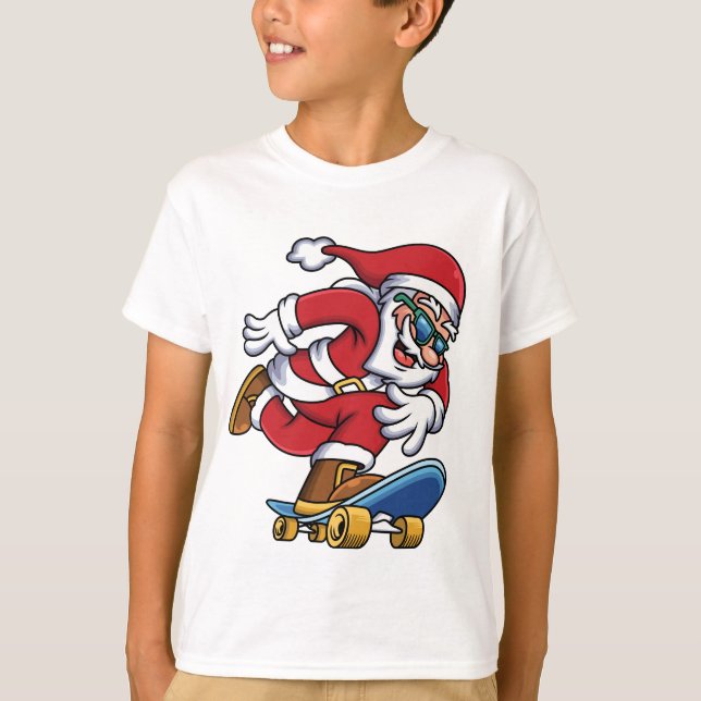 Camiseta Festividad en el moderno Skateboarding Santa Navid (Anverso)