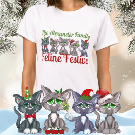 Camiseta Festividad felina de familia de navidades