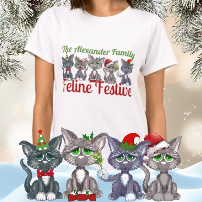 Camiseta Festividad felina de familia de navidades (This cute 'feline festive' family design will make you all smile this Christmas!)