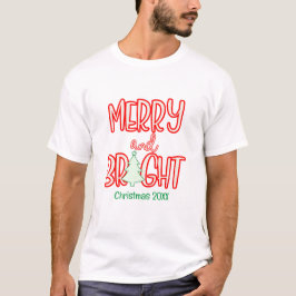 Camiseta Festividad Feliz y brillante árbol de Navidad Verd