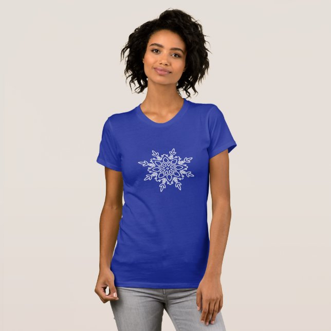 Camiseta Festividad femenina en la cima del copo de nieve (Anverso completo)
