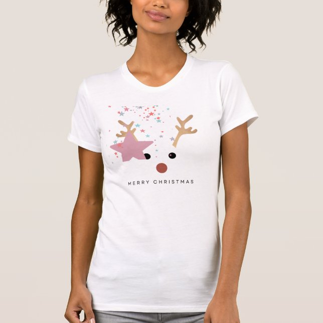 Camiseta Festividad moderna Navidades de renos musicales T- (Anverso)